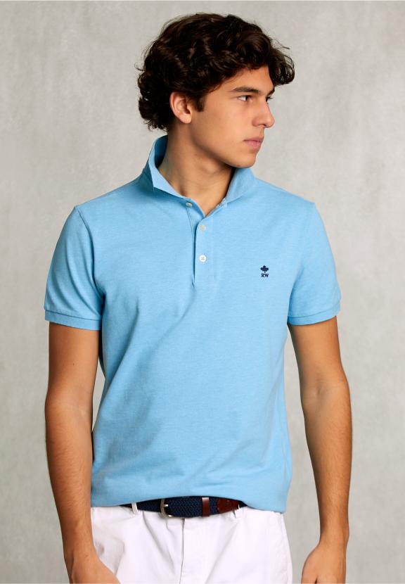 Custom Fit Pima Cotton Polo Bora Bora Mix - Blauw