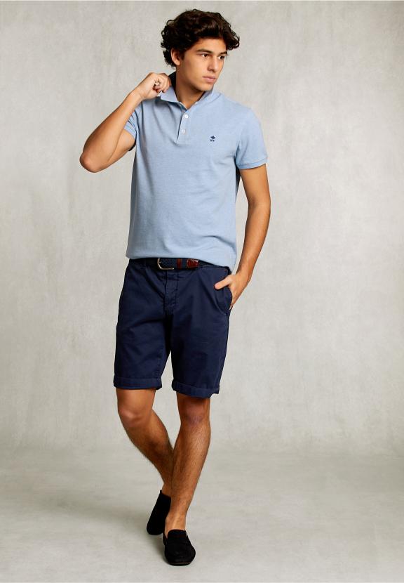 Custom Fit Pima Cotton Polo Dk Victoria Mix - Blauw
