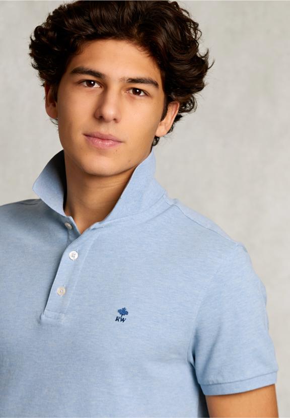 Custom Fit Pima Cotton Polo Dk Victoria Mix - Blauw