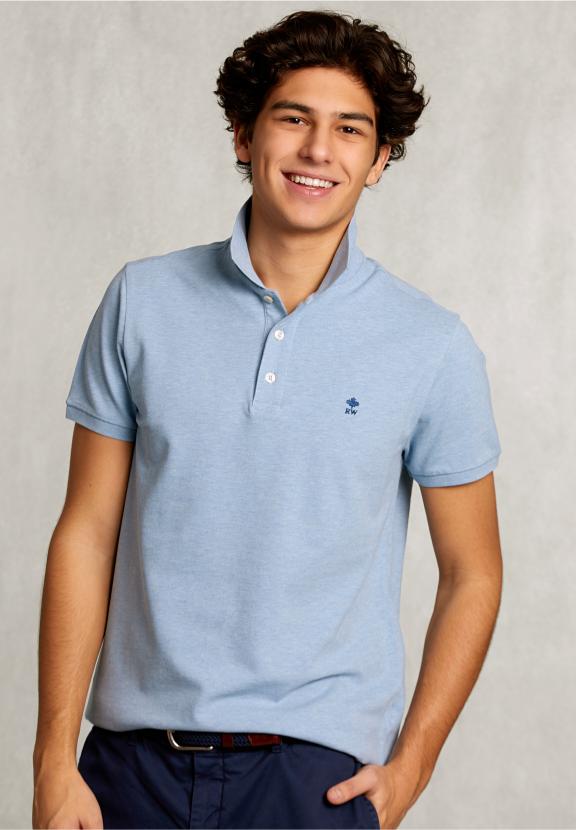 Custom Fit Pima Cotton Polo Dk Victoria Mix - Blauw