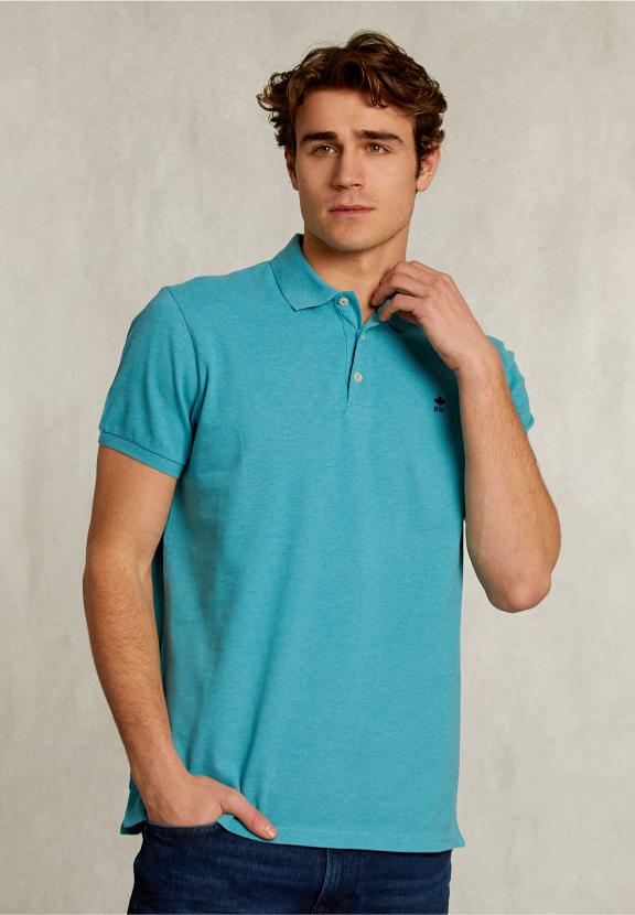 Custom Fit Pima Cotton Polo Mistral Mix - Blauw