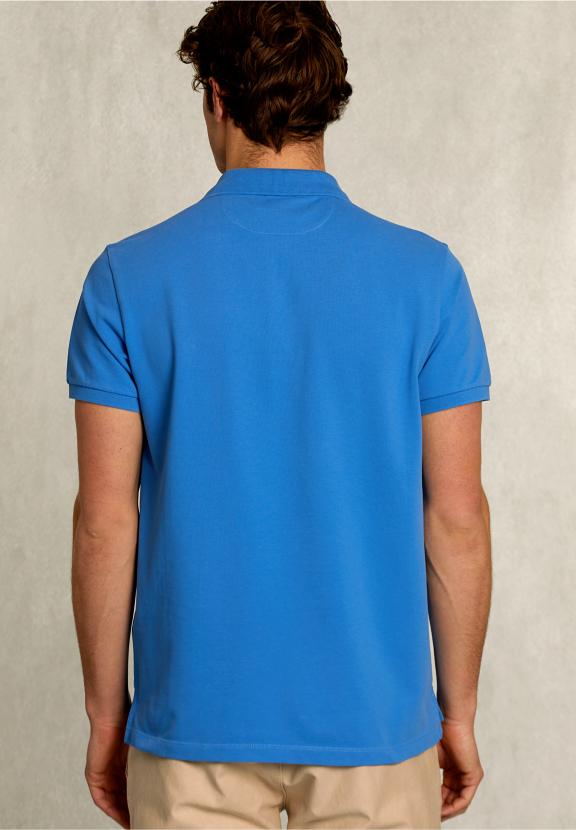 Custom Fit Pima Cotton Polo Ocean - Blauw