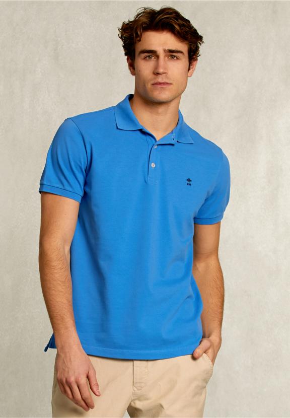 Custom Fit Pima Cotton Polo Ocean - Blauw