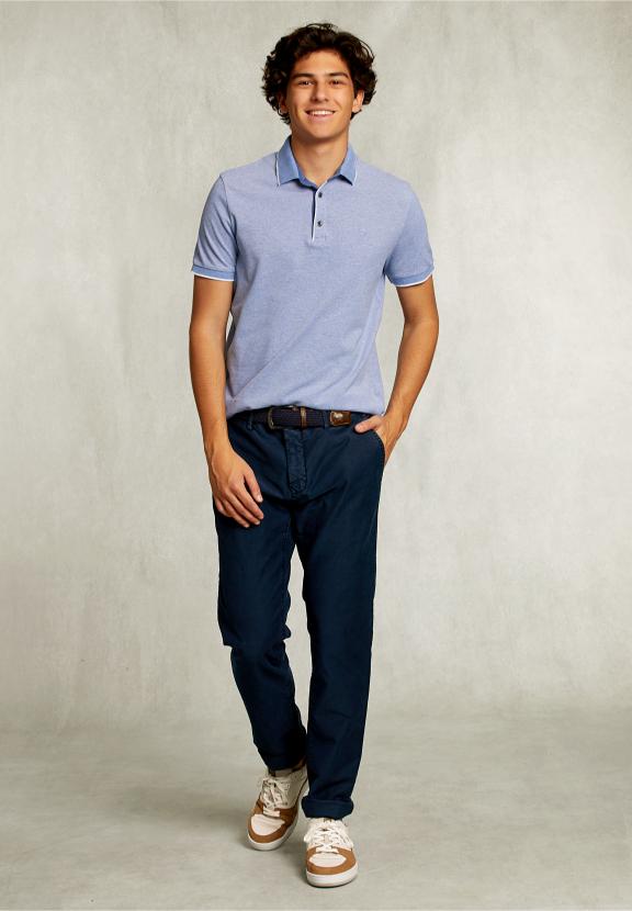 Custom Fit Cotton Polo Dark Palazzo Mix - Bleu
