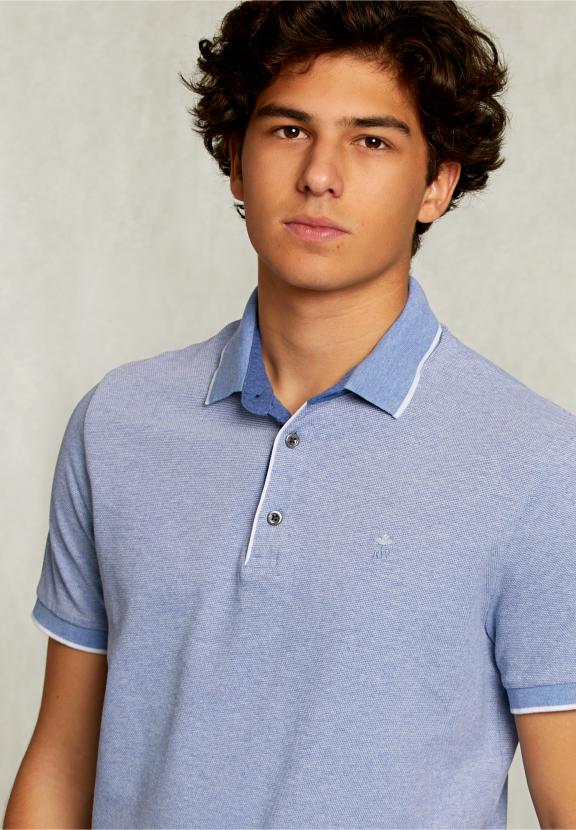 Custom Fit Cotton Polo Dark Palazzo Mix - Bleu