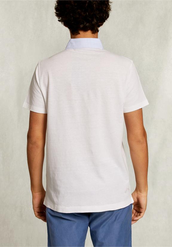 Custom Fit Cotton-Linen Polo White - Wit