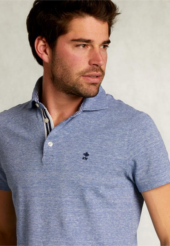 Custom Fit Cotton Polo Anon Blue Mix - Bleu