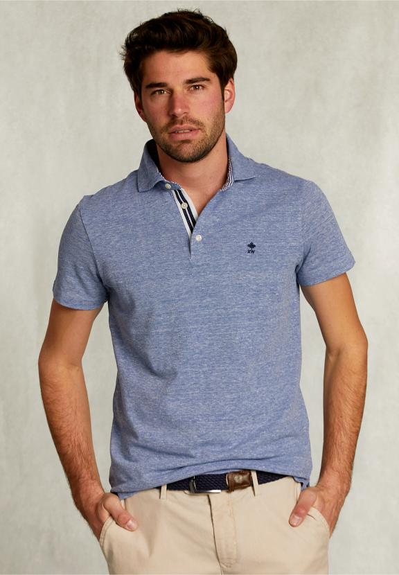 Custom Fit Cotton Polo Anon Blue Mix - Bleu