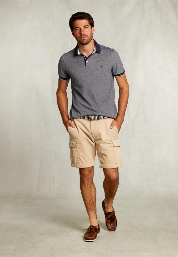 Custom Fit Cotton Polo Indian Ocean Mix - Bleu