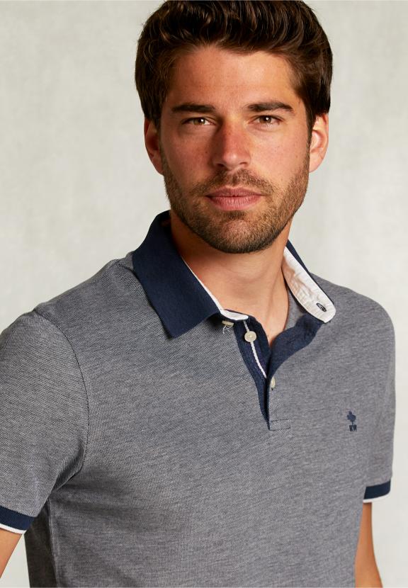 Custom Fit Cotton Polo Indian Ocean Mix - Bleu