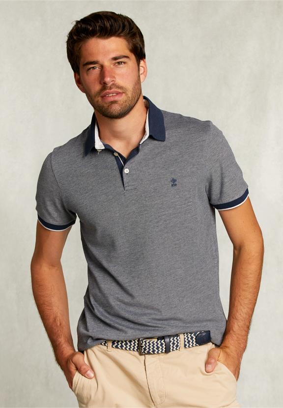 Custom Fit Cotton Polo Indian Ocean Mix - Bleu