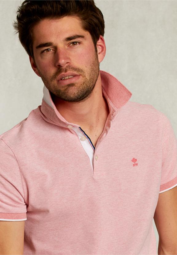 Custom Fit Cotton Polo Lt Bellini Mix - Oranje