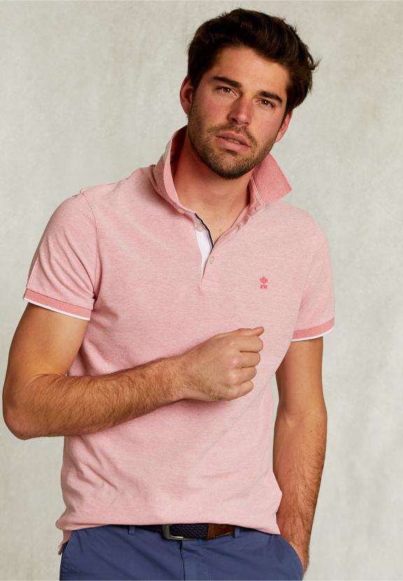 Custom Fit Cotton Polo Lt Bellini Mix - Oranje
