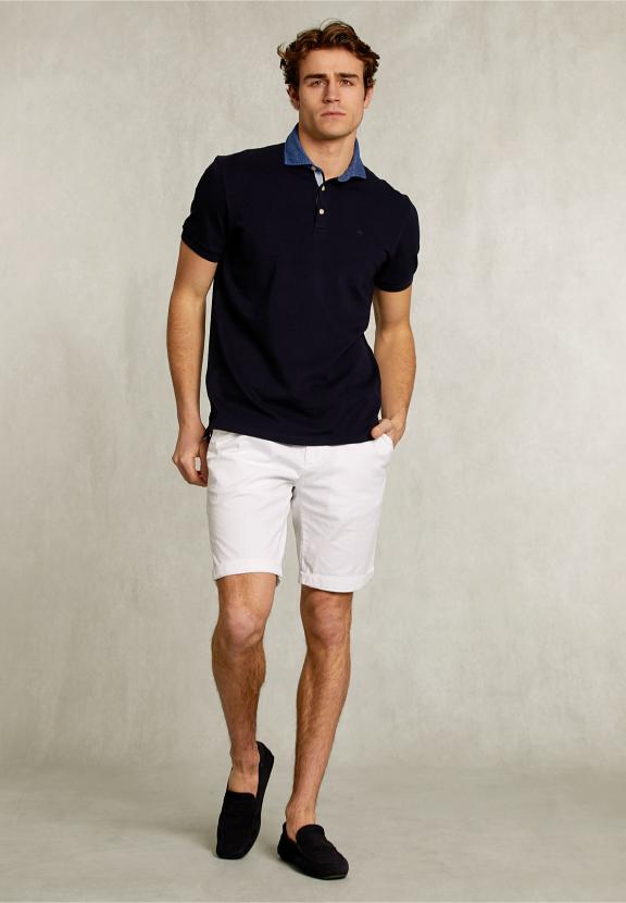 Custom Fit Cotton Polo Navy - Blauw