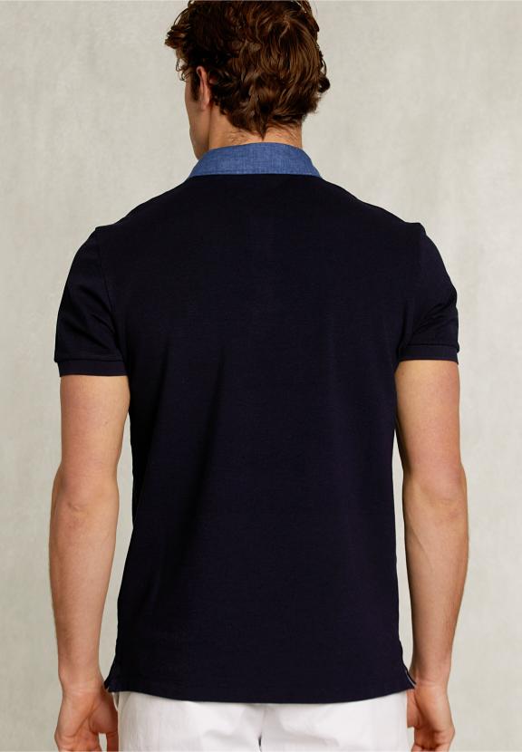Custom Fit Cotton Polo Navy - Blauw