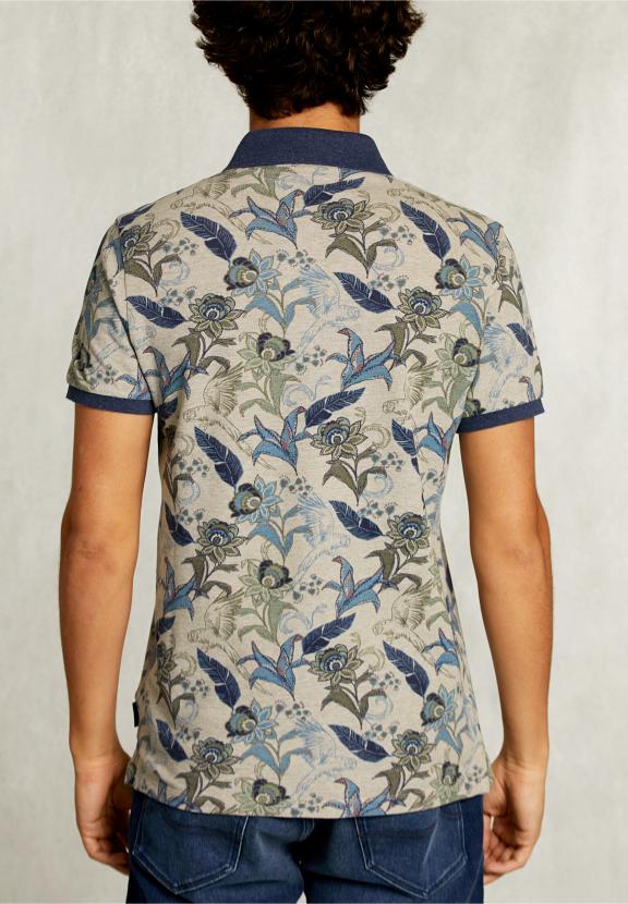 Custom Fit Cotton Floral Polo Equator Mix - Kaki