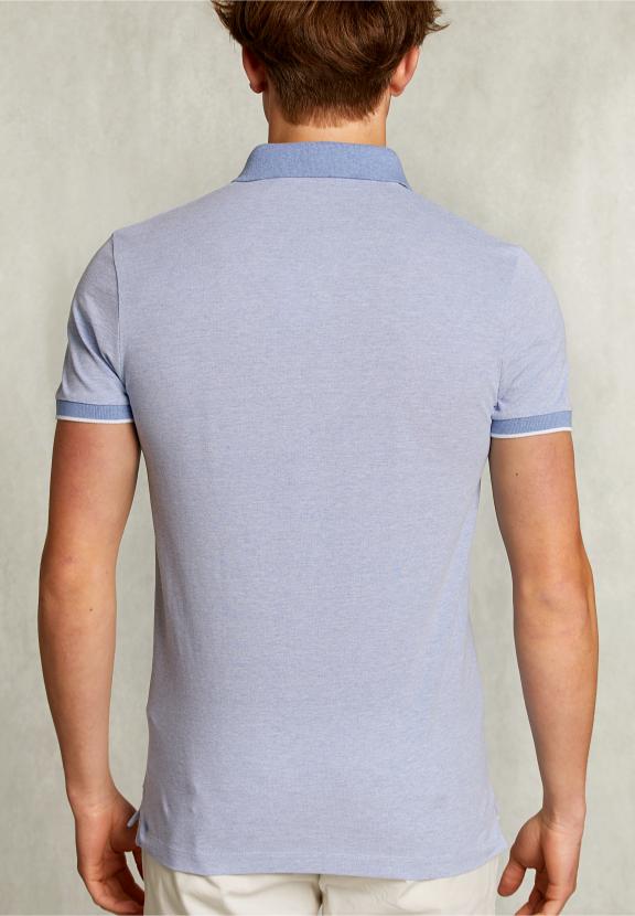 Custom Fit Cotton Polo Blue Gin Mix - Blauw