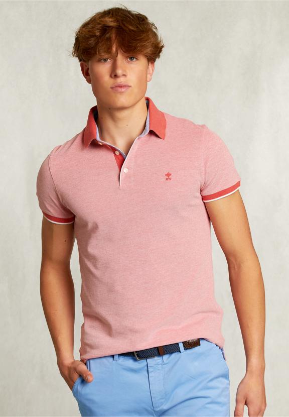 Custom Fit Cotton Polo Dark Cosmopolitan Mix - Roze