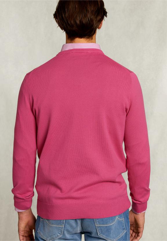 Normal Fit Basic Cotton Crew Neck Pullover Amaranth - Roze