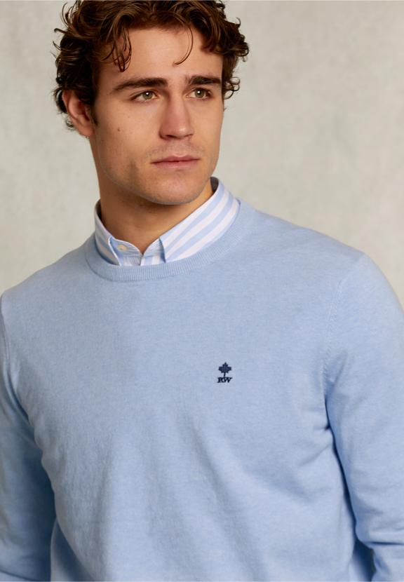 Normal Fit Basic Cotton Crew Neck Pullover Ice Queen Mix - Blauw