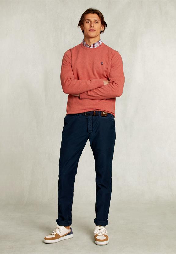 Normal Fit Basic Cotton Crew Neck Pullover Terra Mix - Oranje