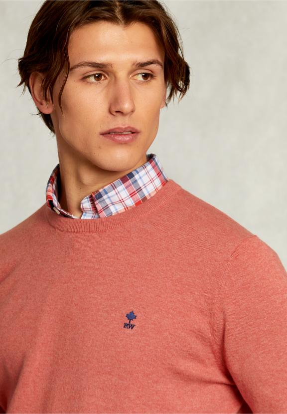 Normal Fit Basic Cotton Crew Neck Pullover Terra Mix - Oranje