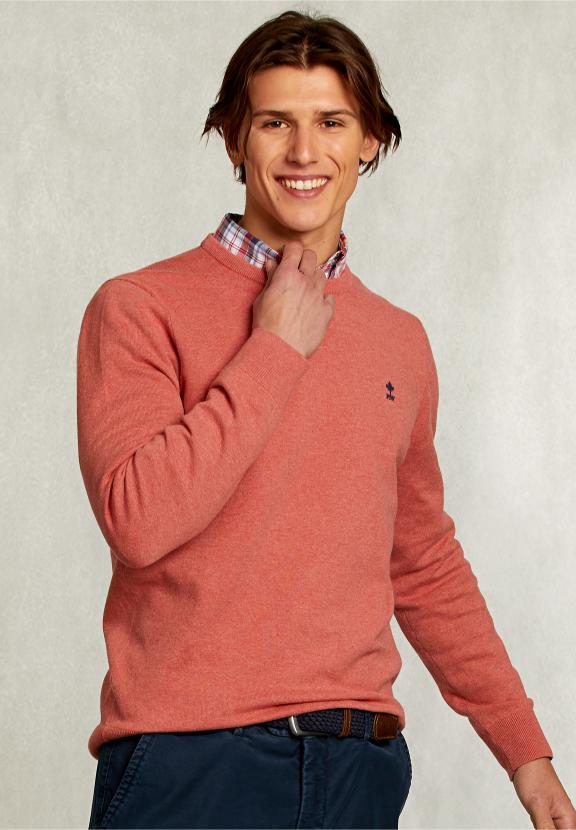 Normal Fit Basic Cotton Crew Neck Pullover Terra Mix - Oranje