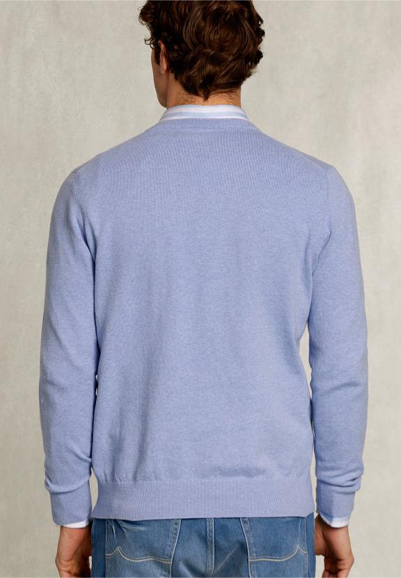 Normal Fit Basic Cotton Crew Neck Pullover Tropez Mix - Blauw