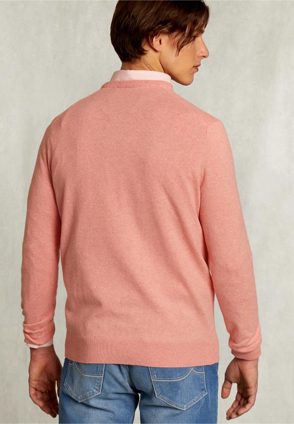 Normal Fit Basic Cotton V-Neck Pullover Serengiti Mix - Orange