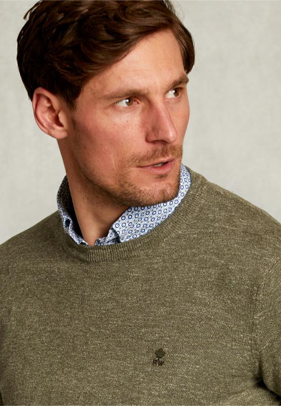 Custom Fit Cotton-Linen Sweater Savanna - Kaki