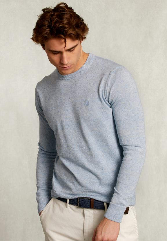 Custom Fit Cotton-Linen Sweater Victoria - Bleu