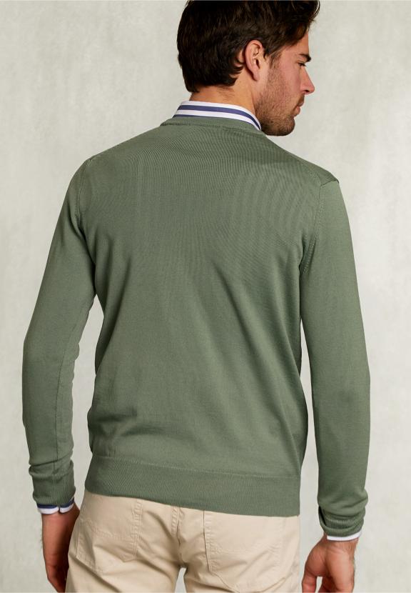 Custom Fit Merino Crew Neck Pullover Equator - Kaki
