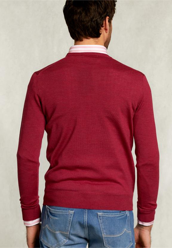 Custom Fit Merino V-Neck Pullover French Bonbon Mix - Rose