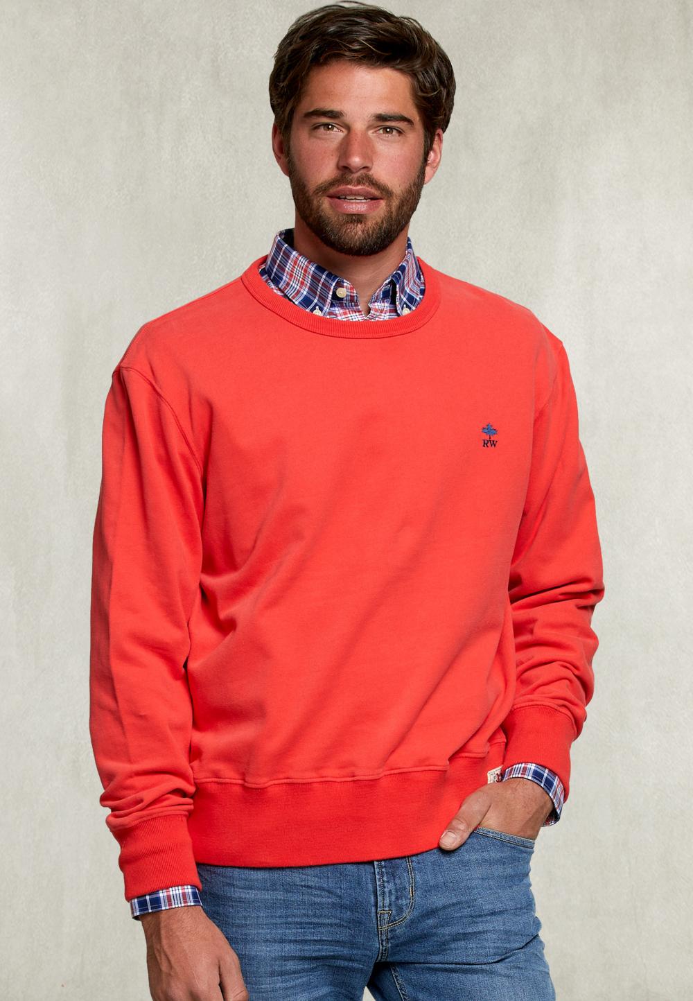 Basic Crew Neck Sweater Coral - Rood