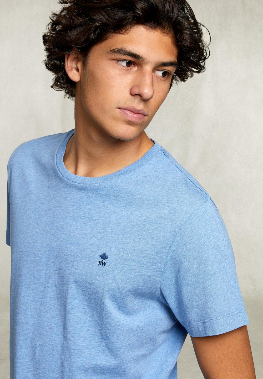 Custom Fit Pima Cotton Crew Neck T-Shirt Chambray Mix - Bleu