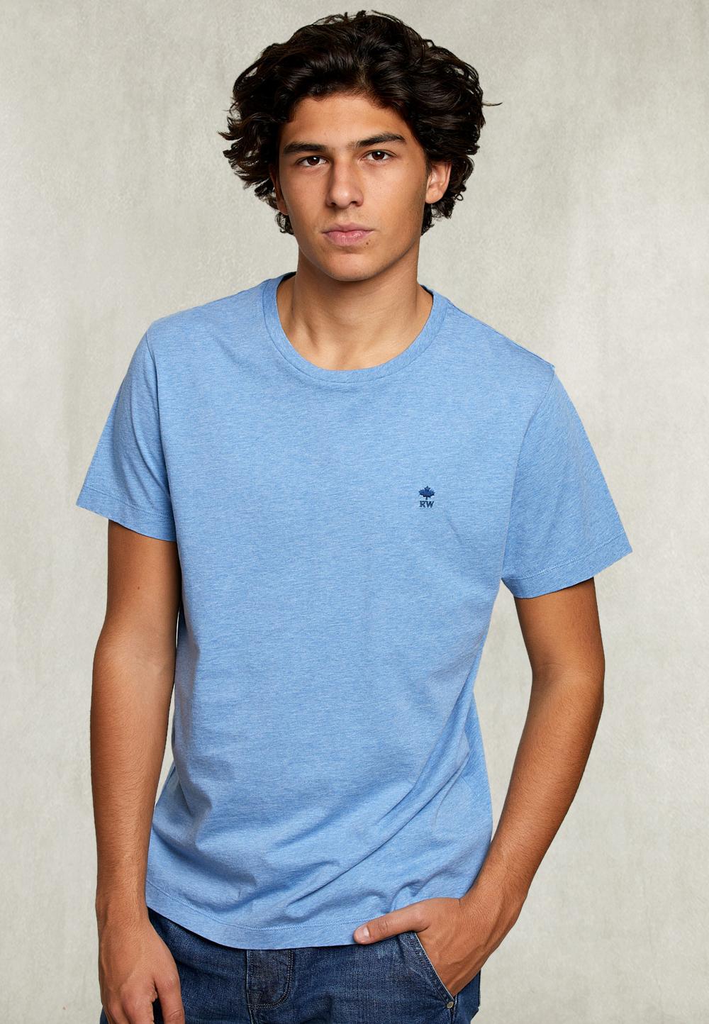 Custom Fit Pima Cotton Crew Neck T-Shirt Chambray Mix - Bleu