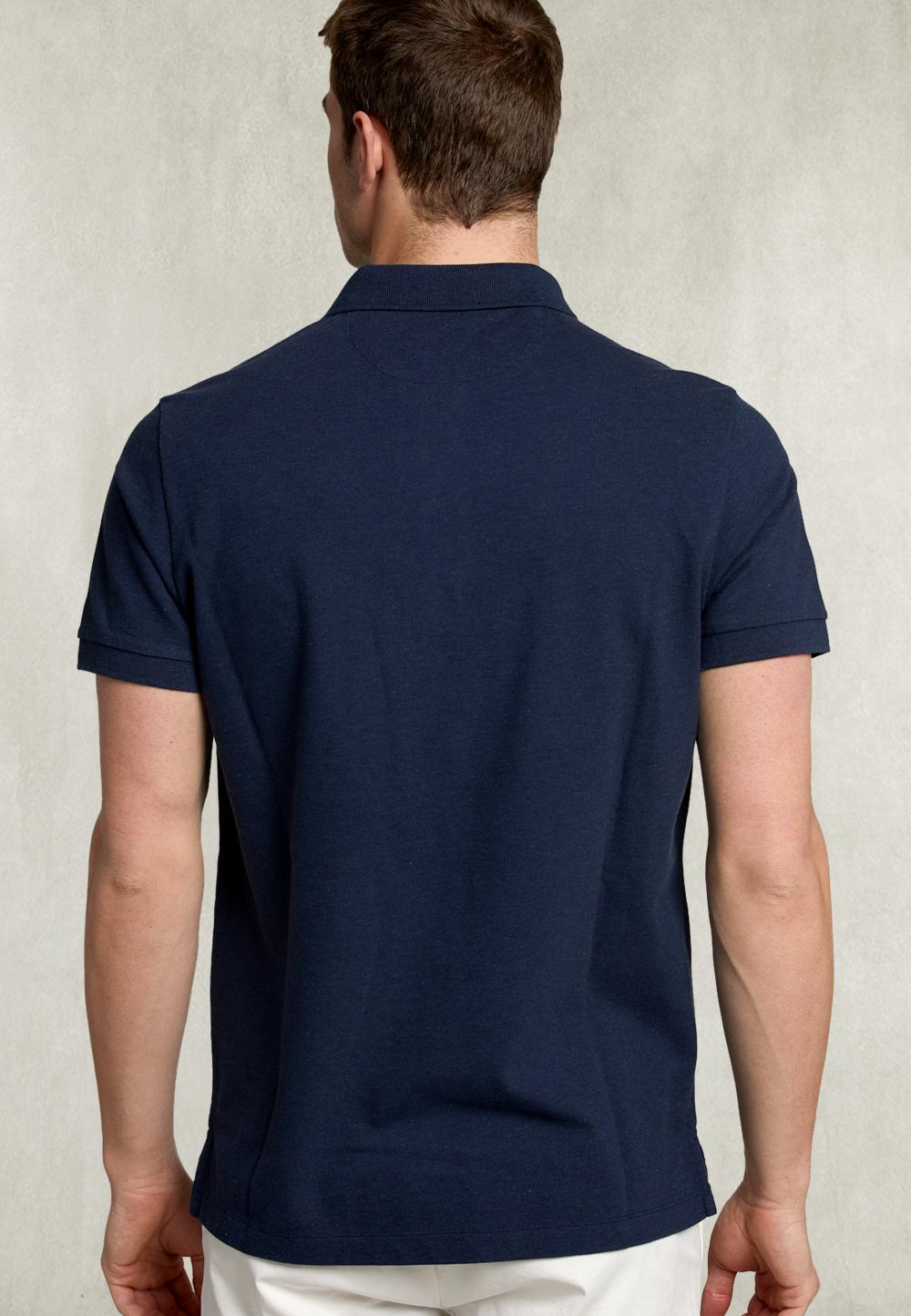 Custom Fit Pima Cotton Polo Denim Mix - Bleu