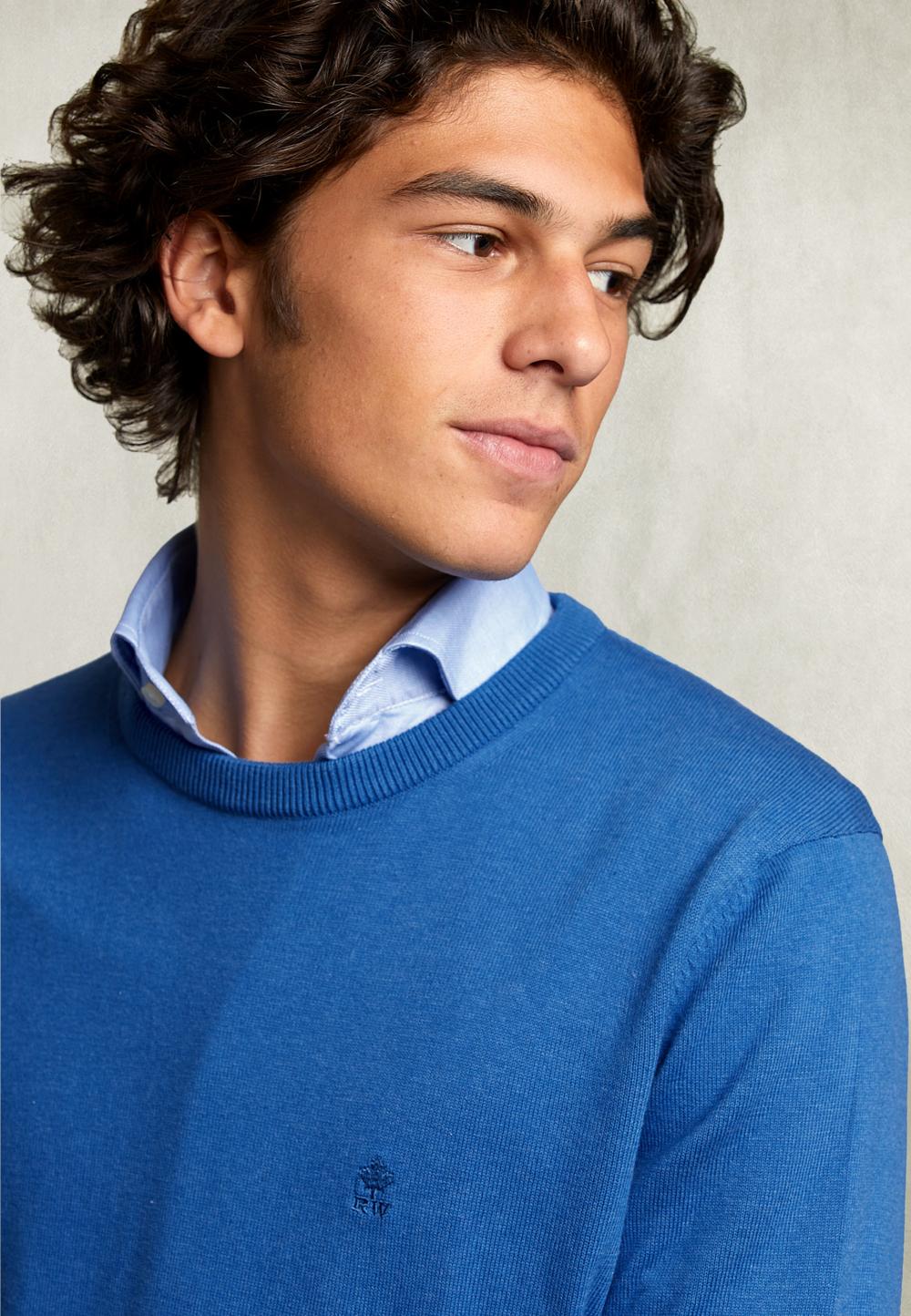 Basic Crew Neck Pullover Exotic Blue Mix - Blauw