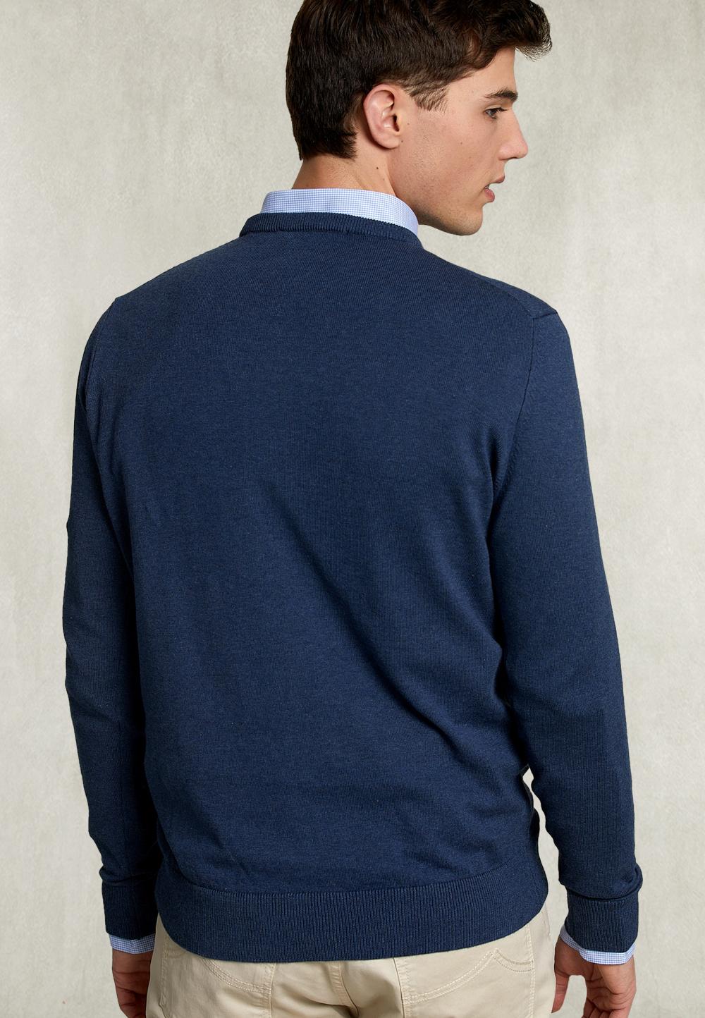 Basic Crew Neck Pullover Steel Mix - Blauw