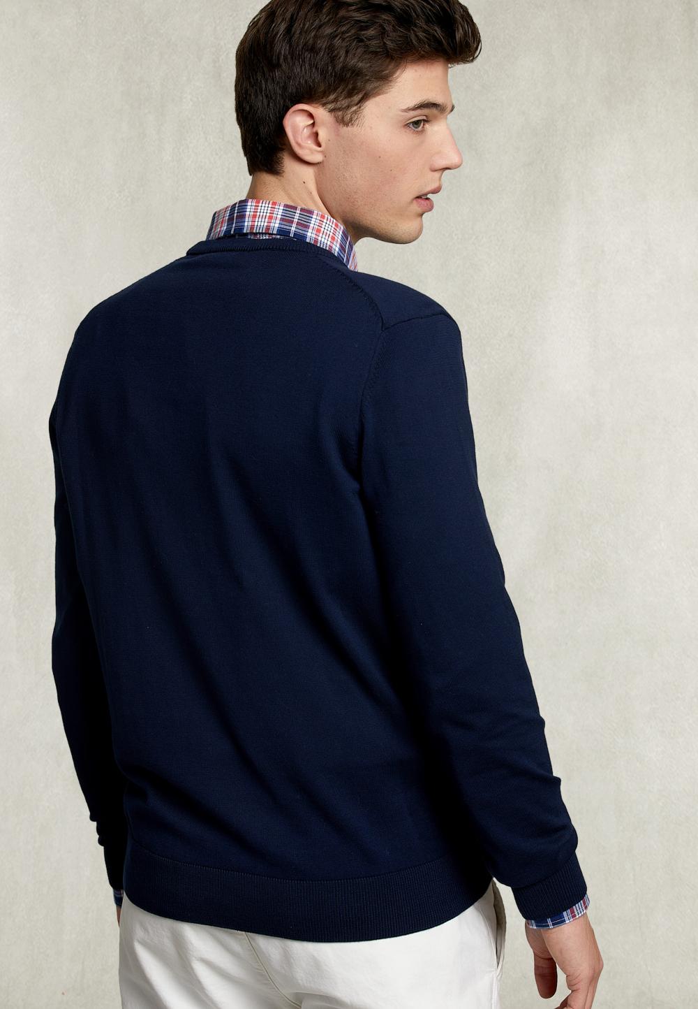 Basic V-Neck Pullover Navy - Blauw