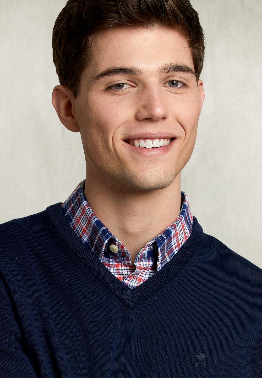 Basic V-Neck Pullover Navy - Blauw