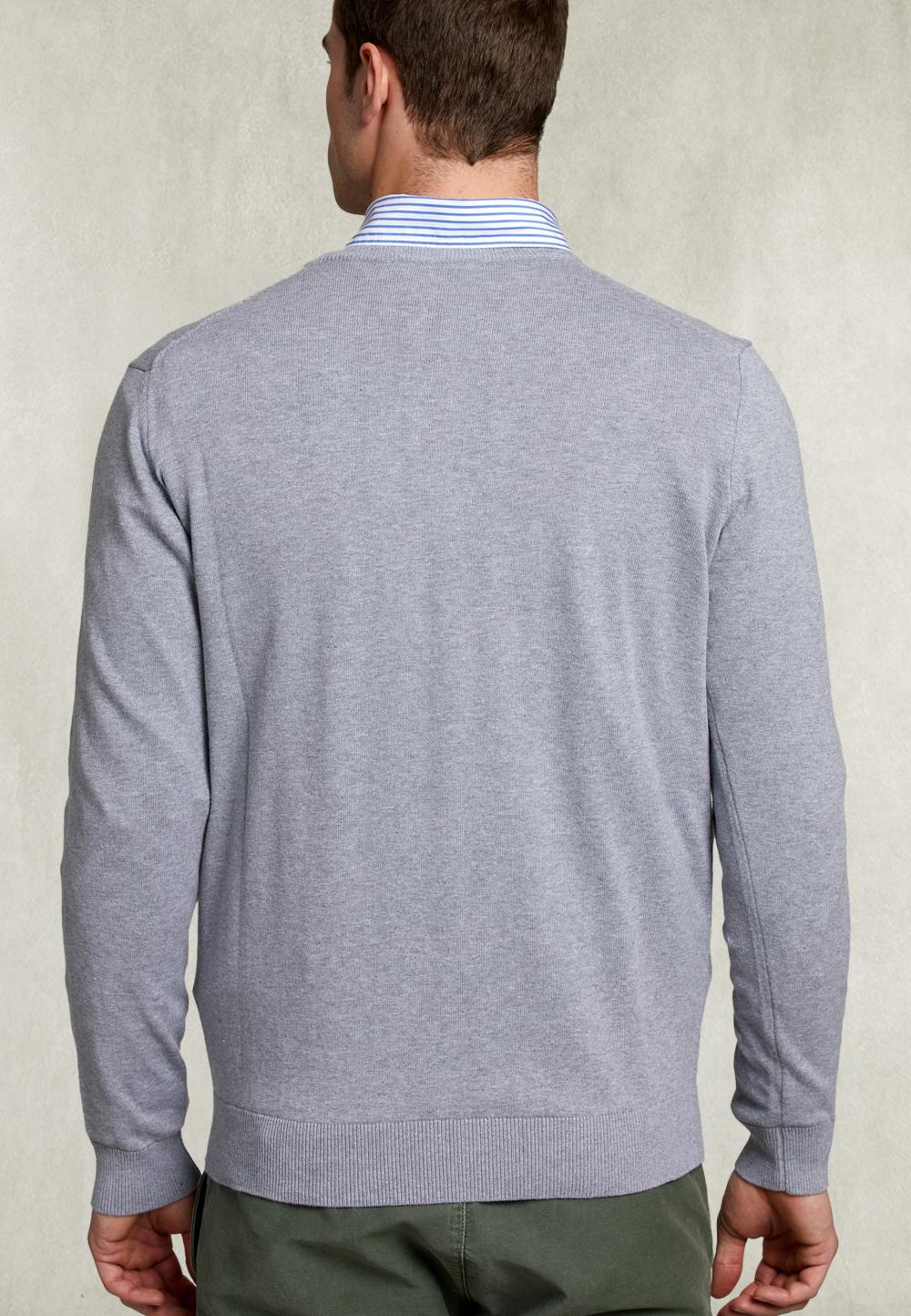 Basic V-Neck Pullover Oxoford Mix - Grijs