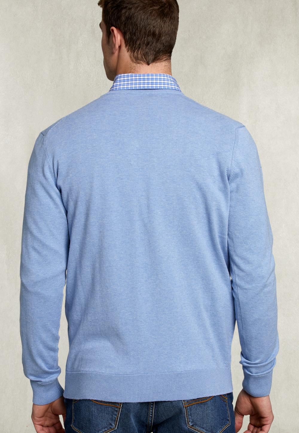Basic V-Neck Pullover Pool Mix - Blauw