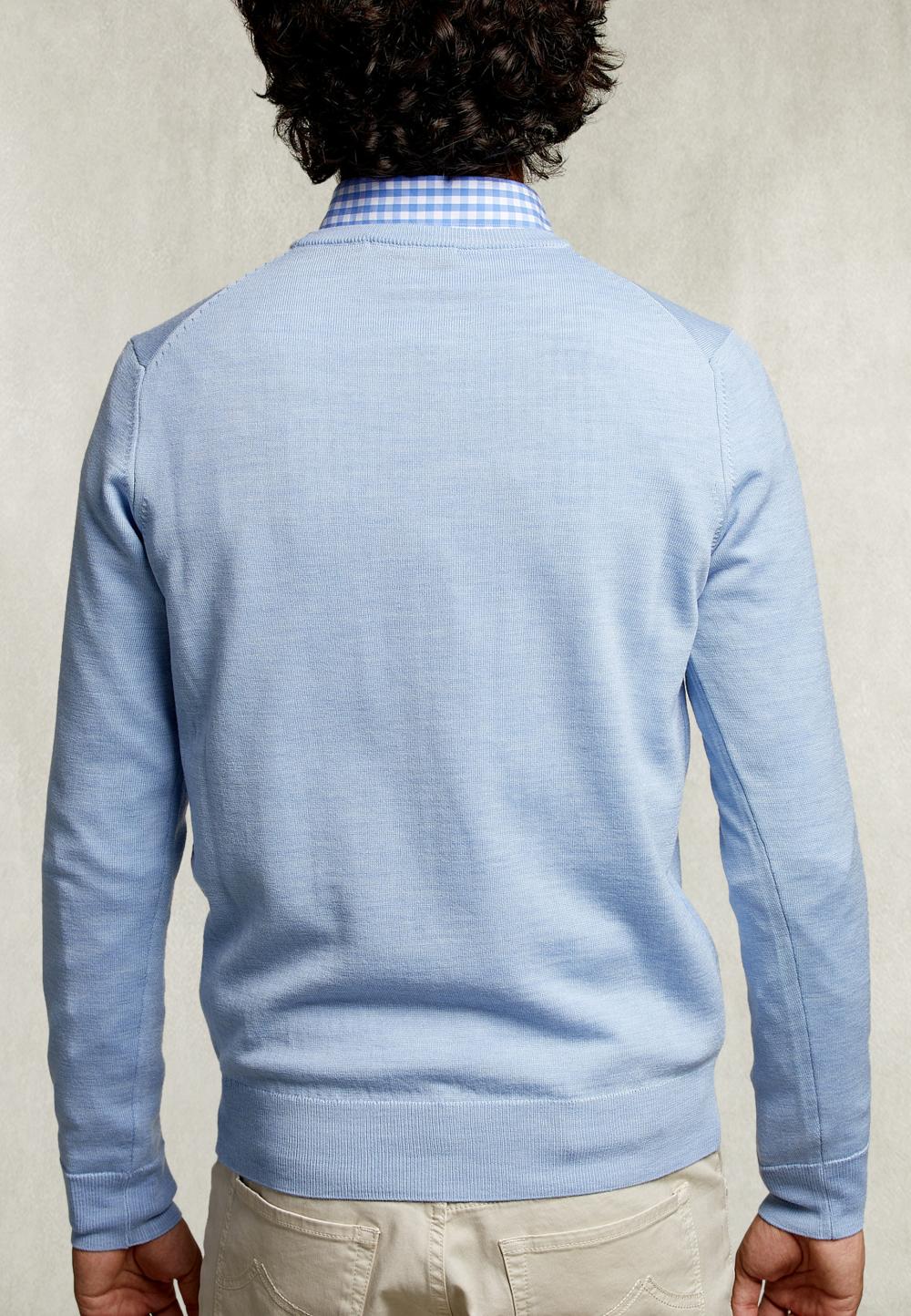 Basic Merino Crew Neck Pullover Dolphin Mix - Blauw