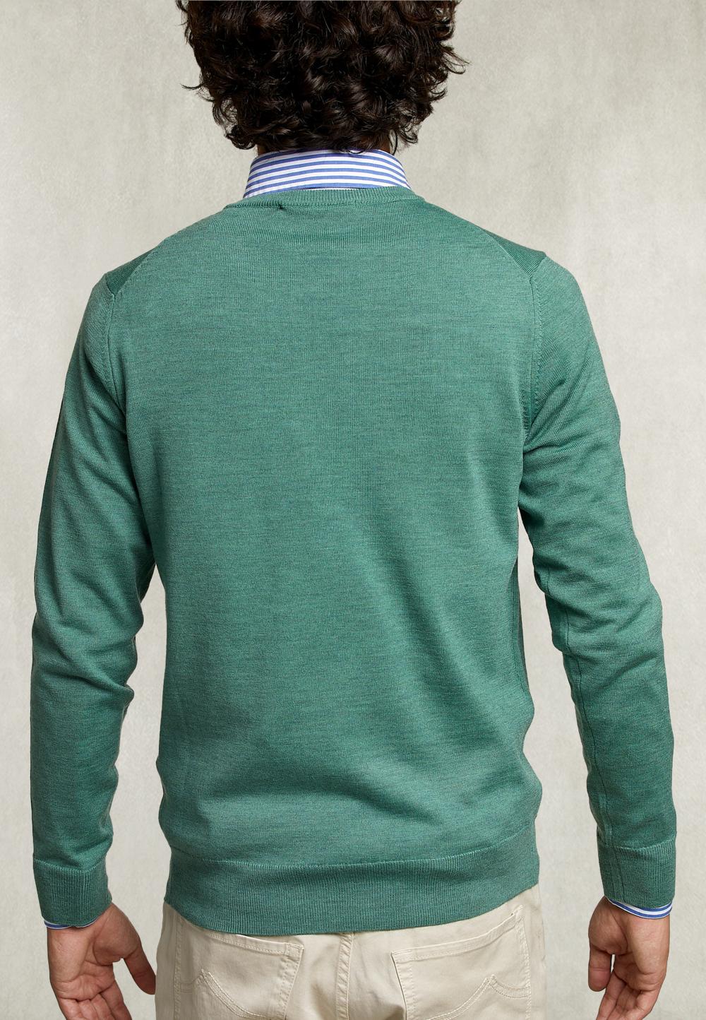 Basic Merino Crew Neck Pullover Herb Mix - Groen