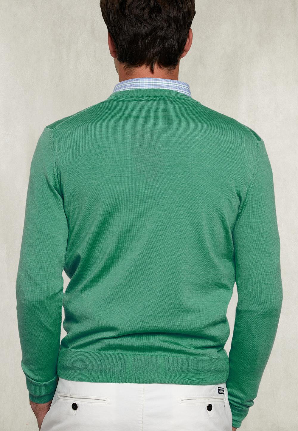 Basic Merino V-Neck Pullover Margarita Mix - Groen