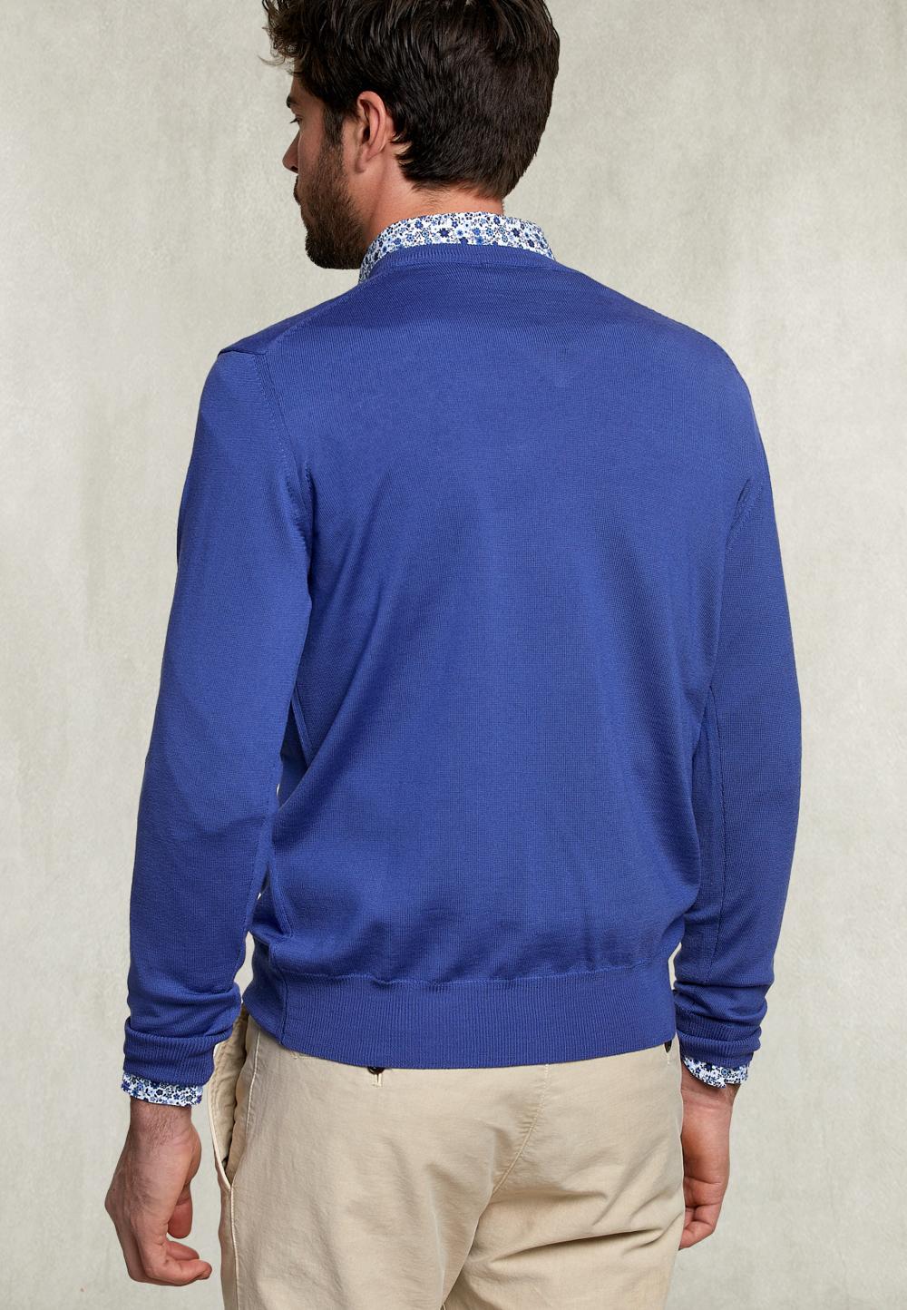 Basic Merino V-Neck Pullover Toeareg - Blauw