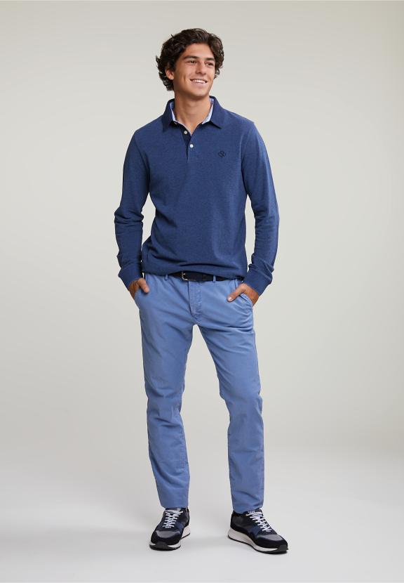 Slim Fit Basic Chino Pants Colorado Blue - Bleu