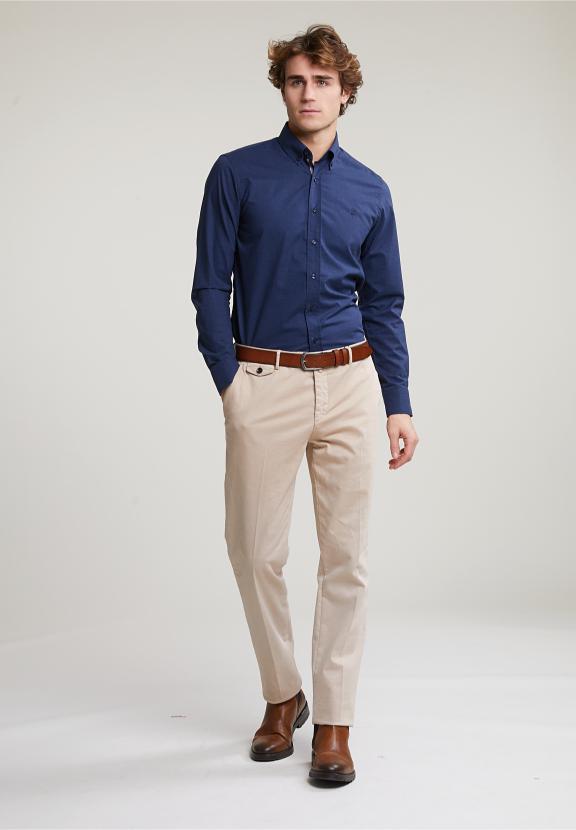 Custom Fit Uni Shirt Blue - Blauw