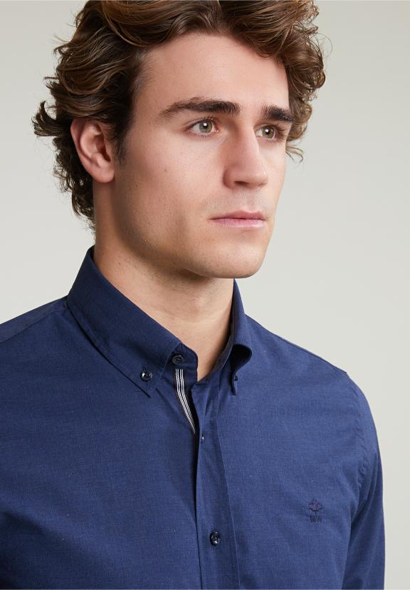 Custom Fit Uni Shirt Blue - Blauw